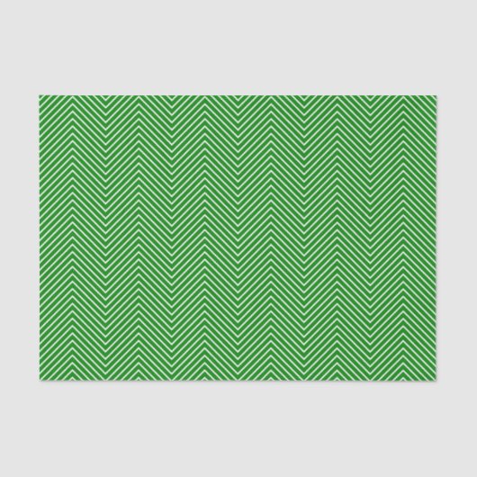 Papier Mousseline Chevron Line Tissue Paper - White on Green (Recto)