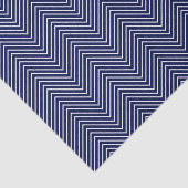 Papier Mousseline Chevron Line Tissue Paper - White on Navy Blue (Détail)