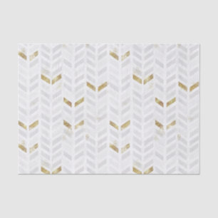Papier Mousseline Chevron moderne Elégant Or Blanc Gris Peint