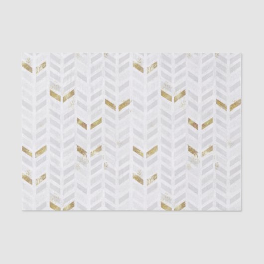 Papier Mousseline Chevron moderne Elégant Or Blanc Gris Peint (Recto)