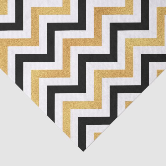 Papier Mousseline Chevron noir et or (Détail)