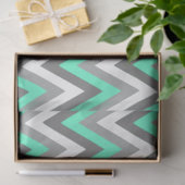 Papier Mousseline Chevron Pattern Grey White Mint Decoupage (Cadeau)