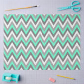 Papier Mousseline Chevron Pattern Grey White Mint Decoupage (Artisanat)