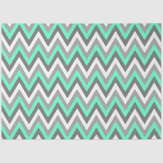 Papier Mousseline Chevron Pattern Grey White Mint Decoupage (Recto)