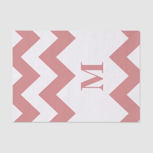 Papier Mousseline Chevron rose gras avec monogramme (Recto)