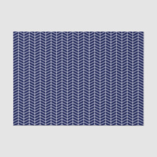 Papier Mousseline Chevron Tissue Paper - Blanc sur bleu marine