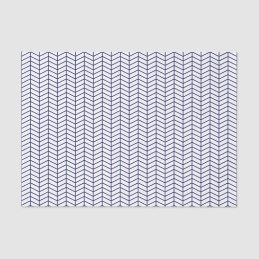 Papier Mousseline Chevron Tissue Paper - Navy Blue on White (Recto)
