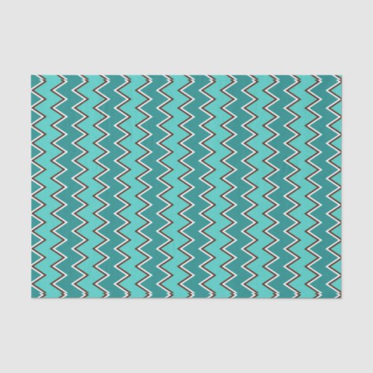 Papier Mousseline Chevron turquoise et Brown (Recto)