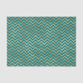 Papier Mousseline Chevron turquoise et Gold Foil (Recto)