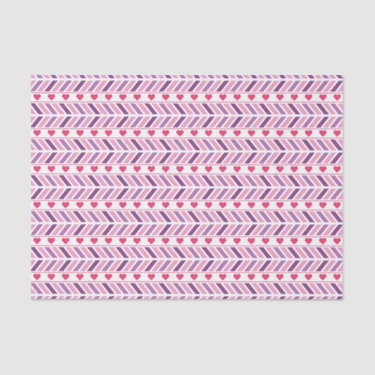 Papier Mousseline Chevrons et Coeurs Papier Tissu (Recto)
