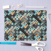 Papier Mousseline Chic Aqua Blue Coral Orange Circles Art Motif (Artisanat)