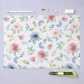 Papier Mousseline Chic Aquarelle Fleurs délicates Motif de feuillage (Artisanat)