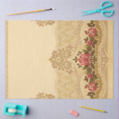 Papier Mousseline Chic Art Nouveau or et rose floral (Artisanat)