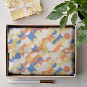 Papier Mousseline Chic Azure Blue Sunny Yellow Circles Art Motif