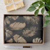Papier Mousseline Chic Black Gold Tropical Feuilles (Cadeau)