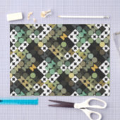 Papier Mousseline Chic Black Green Turquoise Blue Circles Motif d'ar (Artisanat)