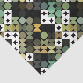 Papier Mousseline Chic Black Green Turquoise Blue Circles Motif d'ar (Détail)