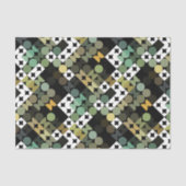 Papier Mousseline Chic Black Green Turquoise Blue Circles Motif d'ar (Recto)