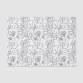 Papier Mousseline Chic Black White Line Art Vines Floral Pattern (Recto)