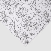 Papier Mousseline Chic Black White Line Art Vines Floral Pattern (Détail)