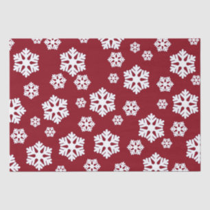 Papier Mousseline Chic blanc Snowflakes Motif nordique sur rouge fon
