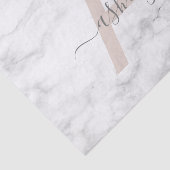 Papier Mousseline Chic Blush Pink White Marble Script Nom monogram (Détail)