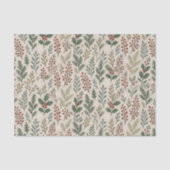 Papier Mousseline Chic Botanical Holly Berry Floral Pattern (Recto)