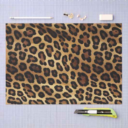 Papier Mousseline Chic Brown léopard d'or (Artisanat)