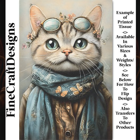 Papier Mousseline Chic Chat Avec Spécifications, Écharpe, Fleurs AZ7