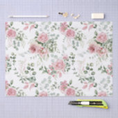 Papier Mousseline Chic Chic Blush Roses Rose Eucalyptus Vert (Artisanat)