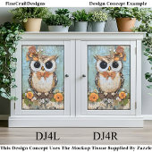 Papier Mousseline Chic Chic Owl, Cravate Bow, Floral DJ4L Decoupage