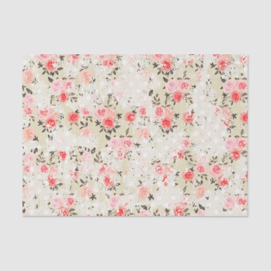 Papier Mousseline Chic Chic Roses Roses Roses Beige Pois (Recto)
