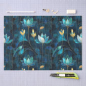 Papier Mousseline Chic chrysanthème turquoise (Artisanat)