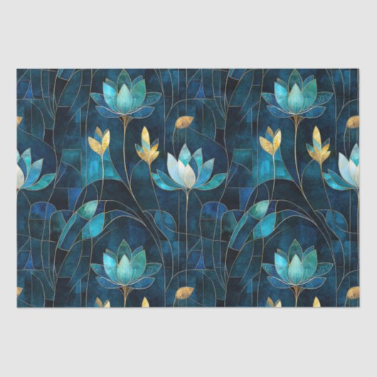 Papier Mousseline Chic chrysanthème turquoise (Recto)