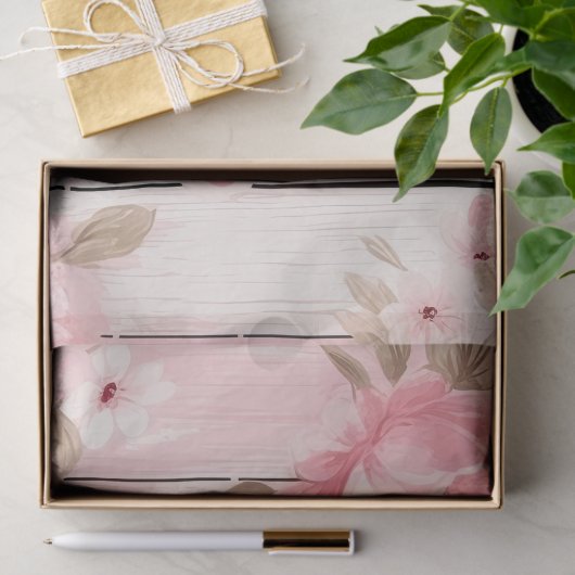 Papier Mousseline Chic Découpage en bois rose (Cadeau)