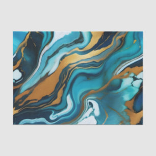 Papier Mousseline Chic Elegant bleu vert or Faux Marble