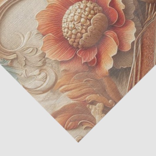 Papier Mousseline Chic, Elegant Crèmes & cuir texture fleur look (Détail)