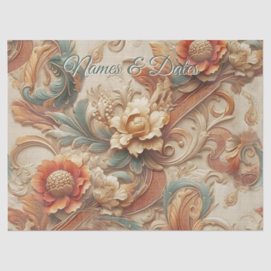 Papier Mousseline Chic, Elegant Crèmes & cuir texture fleur look (Recto)