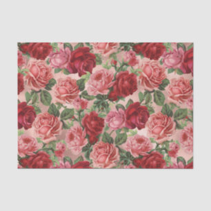 Papier Mousseline Chic Elegant Vintage Rose Rouge Roses Floral