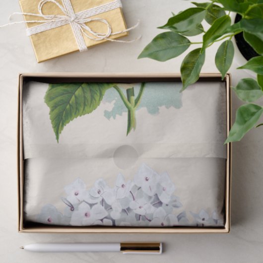 Papier Mousseline Chic Fleurs blanches fraîches avec coeur rose (Cadeau)