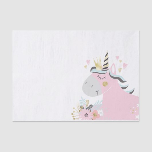 Papier Mousseline Chic Floral Magical Unicorn Fille fête d'anniversa (Recto)