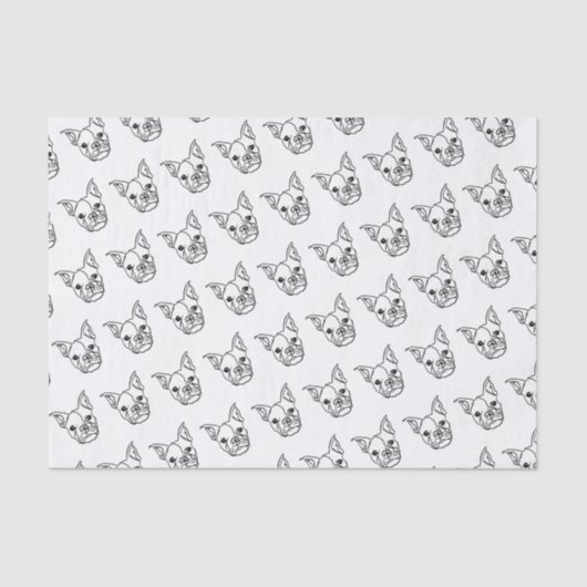Papier Mousseline Chic French Bulldog Line Art : Modifier votre text (Recto)
