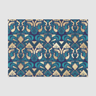 Papier Mousseline Chic Hipster Gold Emerald Blue Tribal Artsy Damask