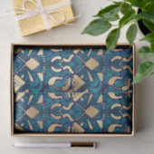 Papier Mousseline Chic Hipster Gold Emerald Blue Tribal Artsy Damask (Cadeau)