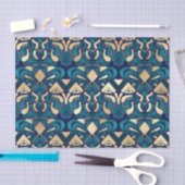 Papier Mousseline Chic Hipster Gold Emerald Blue Tribal Artsy Damask (Artisanat)