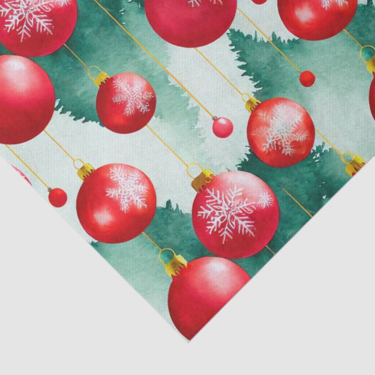 Papier Mousseline Chic Luxe Aquarelle de Noël Décorations rouges (Détail)
