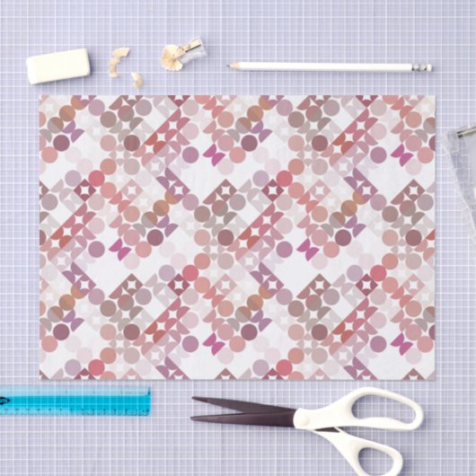 Papier Mousseline Chic Mauve Taupe Cercles Roses Dusty Motif d'art (Artisanat)