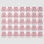 Papier Mousseline Chic Merry Christmas Script Red Ribbon Bow (Recto)
