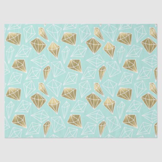 Papier Mousseline Chic Mint et Diamants d'or (Recto)