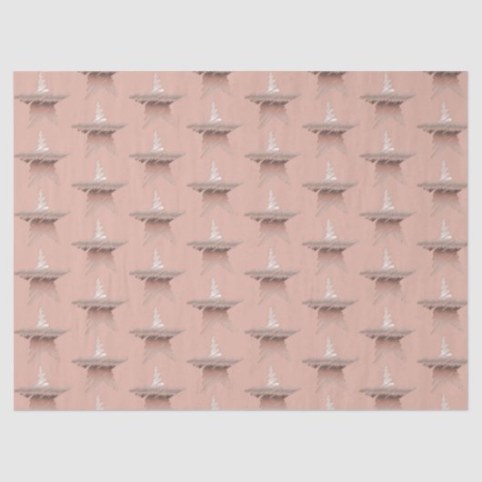 Papier Mousseline Chic Noël métal rose or étoile châtaigne (Recto)